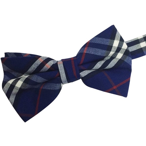 MEN\'S BLUE  PLAID COTTON PREP STYLE  BOWTIE! *NEW*